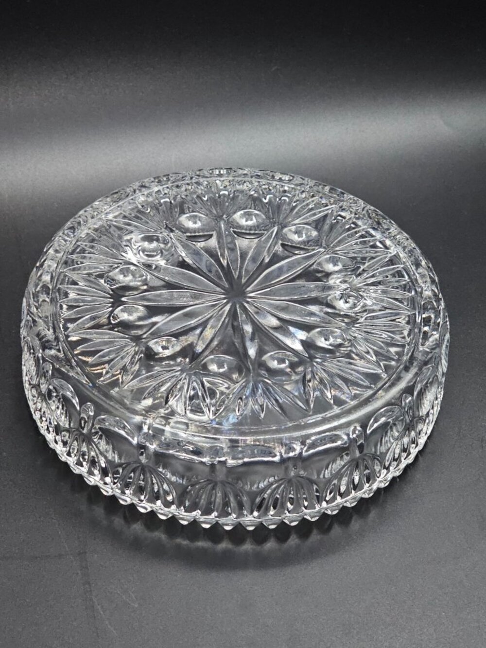 Vintage Princess House Candle Bowl Crystal Centerpiece Fostoria 3 Taper Holder - Picture 5 of 6